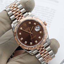 Cargar imagen en el visor de la galería, Rolex Datejust ref. 126331 Chocolate Diamonds dial Rose Gold / Steel - Oyster bracelet
