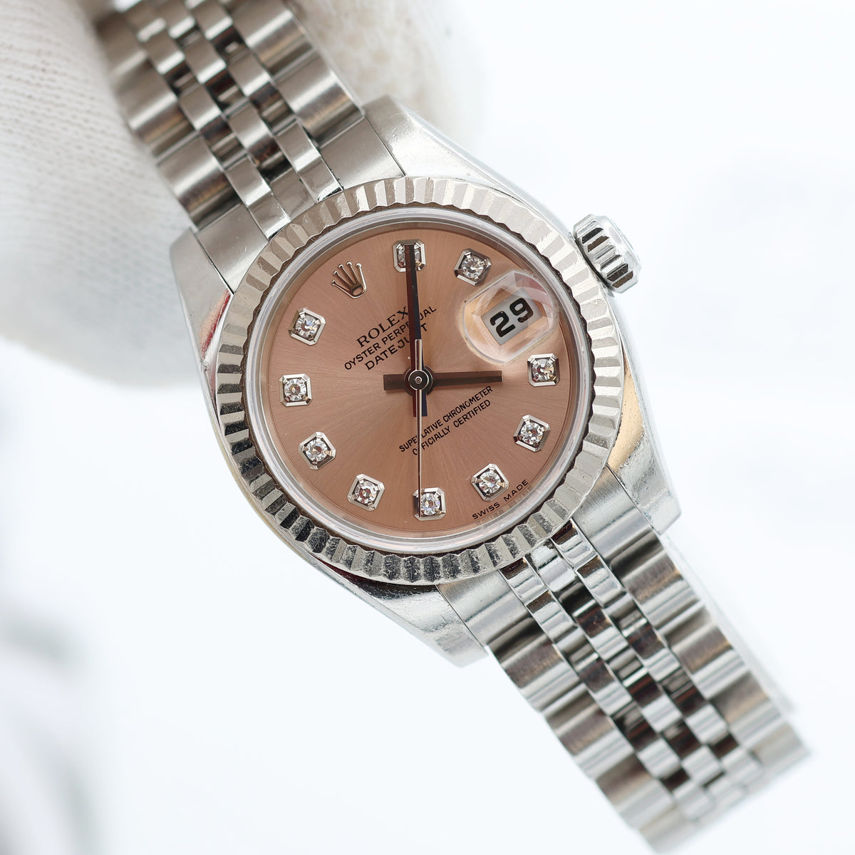 Rolex Lady-Datejust ref. 179174 - Salmon Diamonds Dial - Full Set
