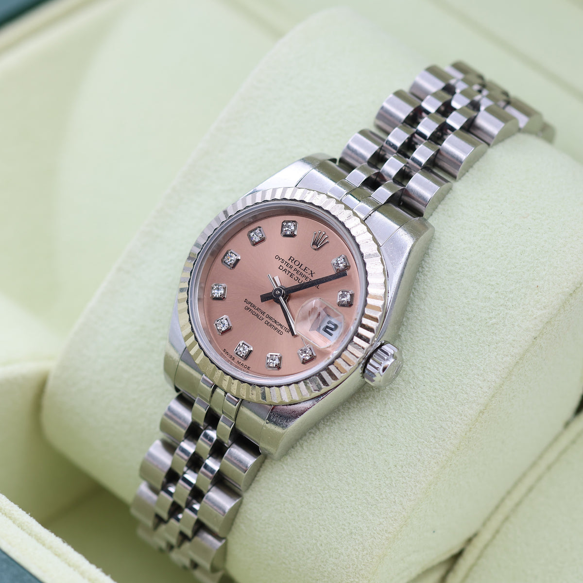 Rolex Lady-Datejust ref. 179174 - Salmon Diamonds Dial - Full Set