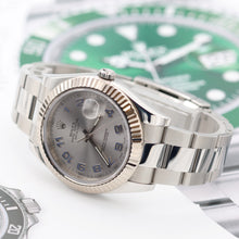 Bild in Galerie-Viewer laden, Rolex Datejust II Ref. 116334 Silber/blaues Arabisch -Zifferblatt Auster Armband - Voller Satz