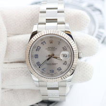 Bild in Galerie-Viewer laden, Rolex Datejust II Ref. 116334 Silber/blaues Arabisch -Zifferblatt Auster Armband - Voller Satz