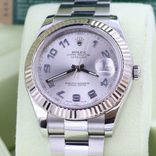 Bild in Galerie-Viewer laden, Rolex Datejust II Ref. 116334 Silber/blaues Arabisch -Zifferblatt Auster Armband - Voller Satz