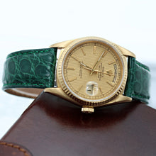 Load image into Gallery viewer, Rolex Day-Date ref. 18038 Champagne Linen Dial - Crocodile Leather strap