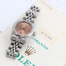 Load image into Gallery viewer, Rolex Oyster Perpetual Lady ref. 67194 Salmon 3-6-9 Dial Jubilee - Full Set