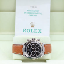 Załaduj obraz do przeglądarki galerii, Rolex Daytona ref. 116519 Black Dial with Diamonds - White Gold 18K - Leather Strap