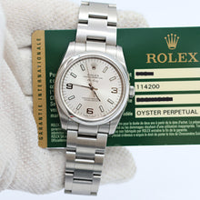 Cargar imagen en el visor de la galería, ON SALE: Rolex Oyster Perpetual ref. 114200 Dial Silver 3-6-9 - Full Set