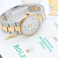 Charger l'image dans la galerie, ON SALE: Rolex Date ref. 15233 White Roman Dial Oyster Bracelet Steel/Gold - Full Set