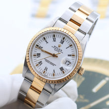 Carica l'immagine nel visualizzatore di Gallery, Rolex Date ref. 15233 White Roman Dial Oyster Bracelet Steel/Gold - Full Set