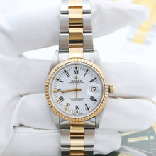 Charger l'image dans la galerie, ON SALE: Rolex Date ref. 15233 White Roman Dial Oyster Bracelet Steel/Gold - Full Set