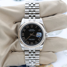 Cargar imagen en el visor de la galería, Rolex Datejust ref. 116234 Black Roman Dial - Jubilee - Full Set