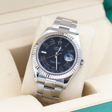 Bild in Galerie-Viewer laden, Rolex Datejust II Ref. 116334 Schwarzes Römisch -Zifferblatt Auster Armband - Voller Satz