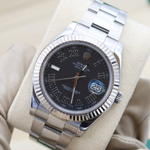 Bild in Galerie-Viewer laden, Rolex Datejust II Ref. 116334 Schwarzes Römisch -Zifferblatt Auster Armband - Voller Satz
