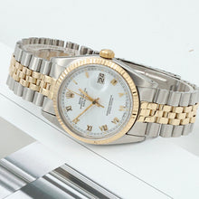 Carica l'immagine nel visualizzatore di Gallery, Rolex Datejust ref. 16013 -Steel/Gold - White Roman Dial