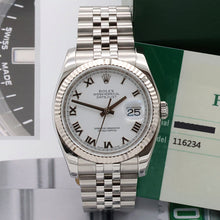 Cargar imagen en el visor de la galería, Rolex Datejust ref. 116234 White Roman Dial - Jubilee - Full Set