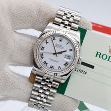 Cargar imagen en el visor de la galería, Rolex Datejust ref. 116234 White Roman Dial - Jubilee - Full Set
