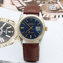 Indlæs billede til gallerivisning Rolex Datejust ref. 1601 - Blue Dial v2 - Leather strap