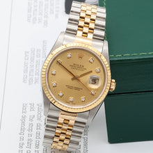 Load image into Gallery viewer, Rolex Datejust 36 ref. ref. 16233G Champagne Big Diamonds dial - Jubilee