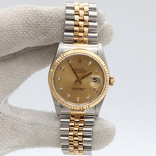 Load image into Gallery viewer, Rolex Datejust 36 ref. ref. 16233G Champagne Big Diamonds dial - Jubilee
