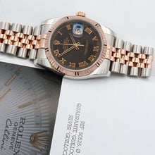 Załaduj obraz do przeglądarki galerii, Rolex Datejust 36 ref. 116231 Black Roman Dial - Steel/Rose Gold Jubilee - Full Set
