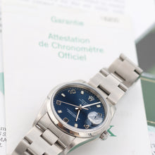Load image into Gallery viewer, Rolex Date ref. 15200 Blue Arabic Dial Oyster Bracelet - Full Set