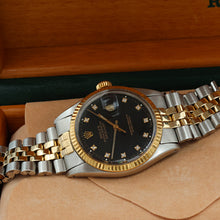 Bild in Galerie-Viewer laden, Rolex Datejust ref. 16013 -Steel/Gold - Black Diamonds Dial - Jubilee