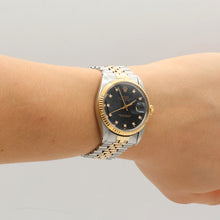 Bild in Galerie-Viewer laden, Rolex Datejust ref. 16013 -Steel/Gold - Black Diamonds Dial - Jubilee