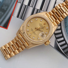 Cargar imagen en el visor de la galería, Rolex Datejust Lady ref. 69178 Champagne Diamonds Dial - President Gold Bracelet