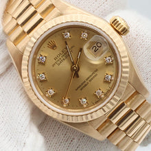Cargar imagen en el visor de la galería, Rolex Datejust Lady ref. 69178 Champagne Diamonds Dial - President Gold Bracelet