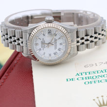 Cargar imagen en el visor de la galería, Rolex Lady-Datejust ref. 69174 - White Roman Small (Lines) Dial Jubilee bracelet - Full Set