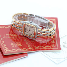Załaduj obraz do przeglądarki galerii, Cartier Panthere ref. 187957 Steel and 18K Gold with Three Lines Bracelet - Full Set