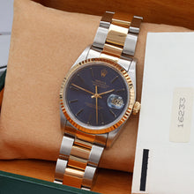Załaduj obraz do przeglądarki galerii, Rolex Datejust 36 ref. 16233 Blue Soleil dial - Oyster Bracelet - Full Set