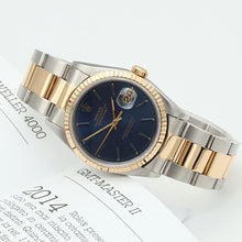 Załaduj obraz do przeglądarki galerii, Rolex Datejust 36 ref. 16233 Blue Soleil dial - Oyster Bracelet - Full Set
