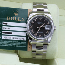 Load image into Gallery viewer, Rolex Datejust ref. 116200 Black Roman Dial - Oyster Bracelet - Full Set