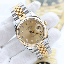 Załaduj obraz do przeglądarki galerii, Rolex Datejust ref. 116233 Champagne Diamonds Dial - Jubilee Bracelet - Full Set