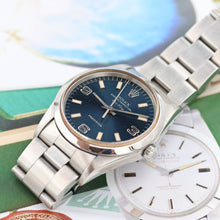 Załaduj obraz do przeglądarki galerii, Rolex Air-King ref. 14000 Blue Arabic Dial 3-6-9 - Oyster Bracelet