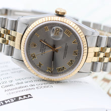 Bild in Galerie-Viewer laden, Rolex Datejust 36 Ref. 16233 graues Römischer Zifferblatt