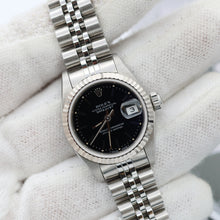 Załaduj obraz do przeglądarki galerii, Rolex Lady-Datejust ref. 69174 - Black Dial Jubilee bracelet