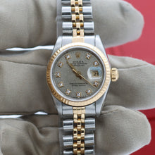 Załaduj obraz do przeglądarki galerii, Rolex Datejust Lady ref. 69173 Steel/Gold - Grey Millennary Diamonds Dial - Full Set