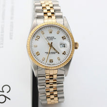Cargar imagen en el visor de la galería, Rolex Oyster Perpetual Date ref. 15223 White Arabic Dial - Jubilee Bracelet