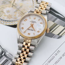 Cargar imagen en el visor de la galería, Rolex Oyster Perpetual Date ref. 15223 White Arabic Dial - Jubilee Bracelet