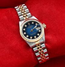 Bild in Galerie-Viewer laden, Rolex Datejust Lady Ref. 69173 Stahl/Gold - Jubiläumsarmband - Blue Degrade Diamonds Zifferblatt
