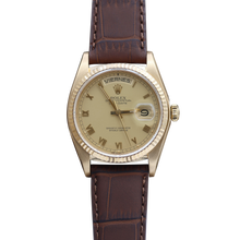 Załaduj obraz do przeglądarki galerii, Rolex Day-Date ref. 18038 Champagne Roman Dial - Leather strap