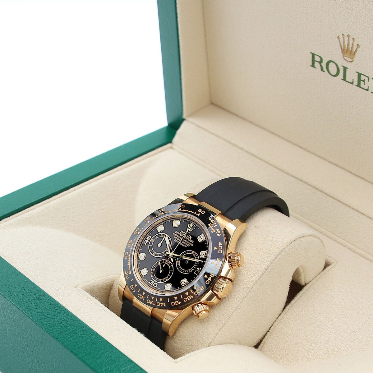 Rolex Daytona 116518LN Oysterflex - Black dial with Diamonds