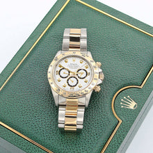 Załaduj obraz do przeglądarki galerii, Rolex Daytona ref. 16523 Steel and Gold White Dial with Diamonds Oyster Bracelet - Full Set