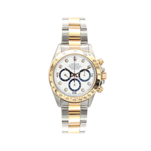 Załaduj obraz do przeglądarki galerii, Rolex Daytona ref. 16523 Steel and Gold White Dial with Diamonds Oyster Bracelet - Full Set