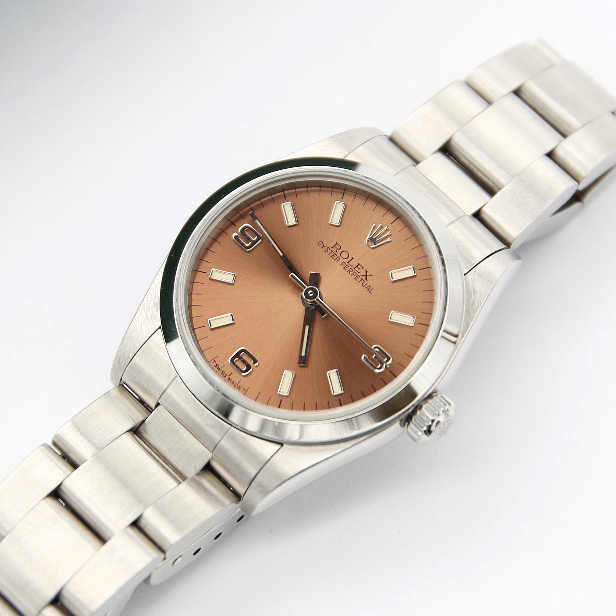 Rolex Oyster Perpetual 31 ref. 67480 Salmon 3-6-9 Dial - Full Set