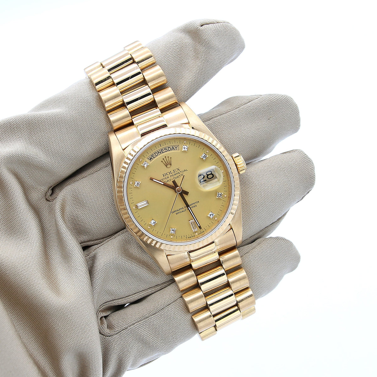 Buy Online Watch Rolex Day-Date 18038 Champagne Diamonds dial 