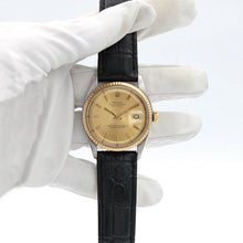 Załaduj obraz do przeglądarki galerii, Rolex Datejust ref. 1601 - Steel/Yellow Gold - Champagne Dial - Leather strap