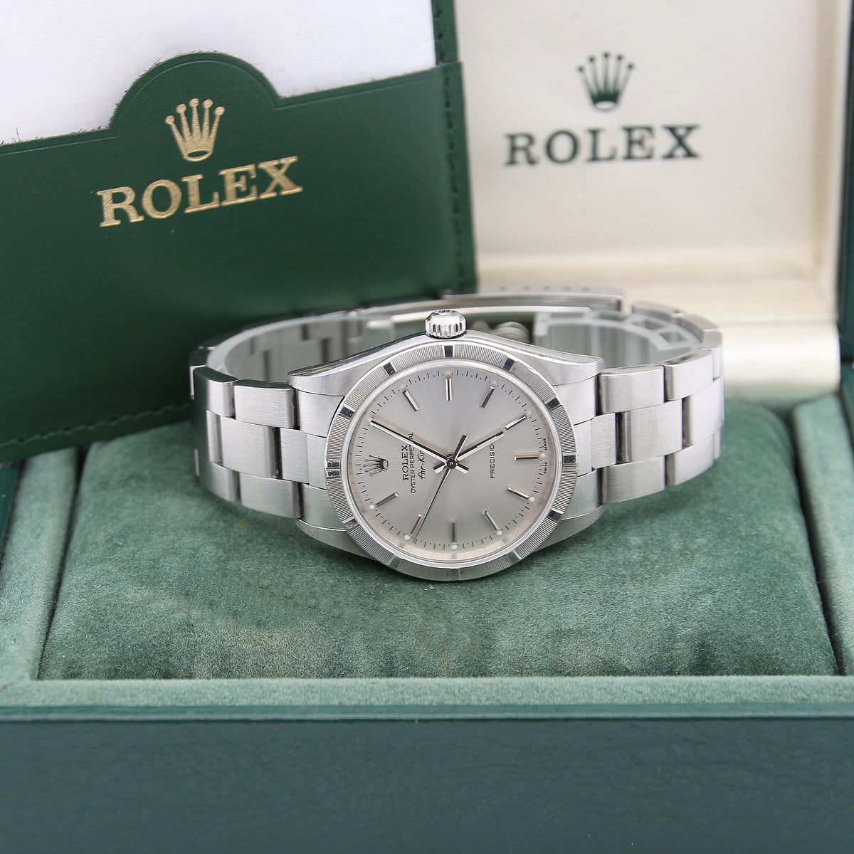 ROLEX 新型現行BOX 中古3個 Rolex Air King ref. 14010M Silver dial - Full Set – Debonar