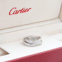 Bild in Galerie-Viewer laden, Cartier drei Armreifen Diamantringe - 750 Wg 10,1g - Größe 54